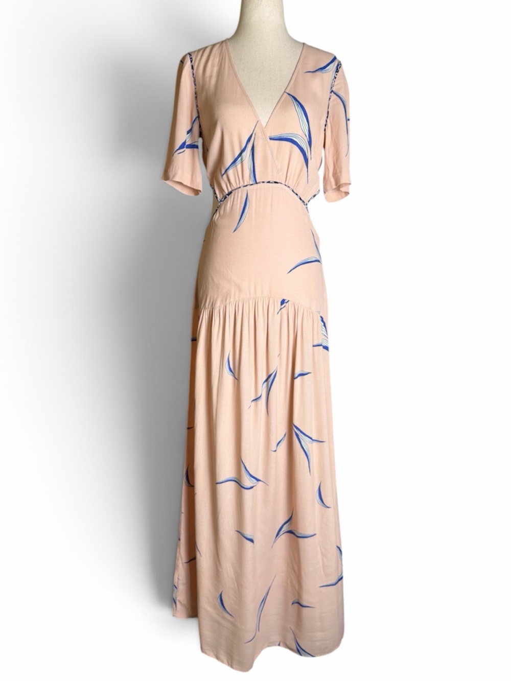ba&sh Tiana Cutout Leaf Print Maxi Dress In Nude US size 6 - Picture 4 of 10